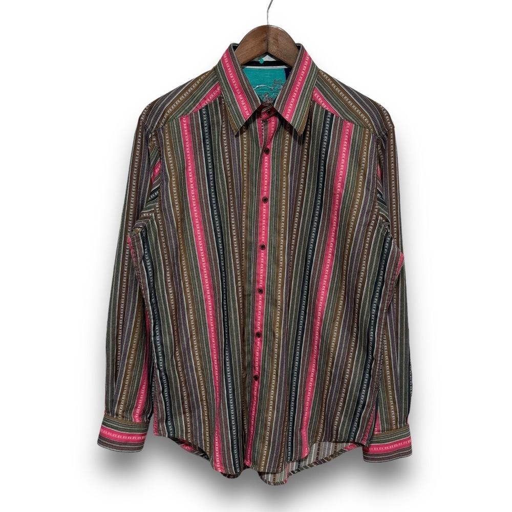 Robert Graham Men's Printed Cuff Long Sleeve Button Down Shirt Size M 23 x 31